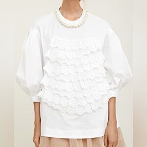 Simone Rocha White Blouse with Lace Accents